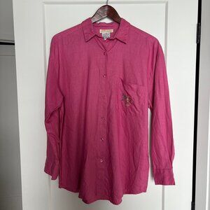 Hot Pink Oversized Button-Down Shirt -  80s - Relaxed Fit - Size 10